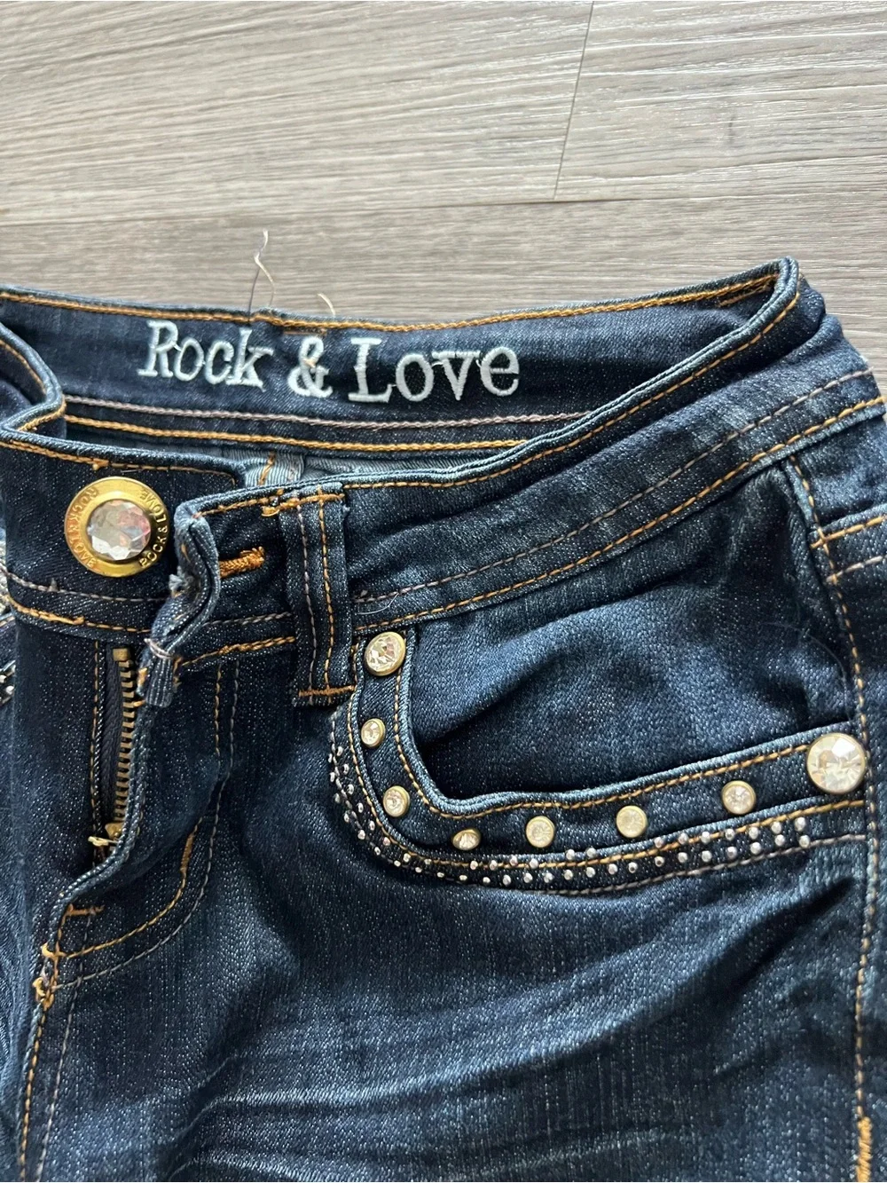Rock & Love Embellished Studded Skinny Jeans | Size 1 | Embellished Pockets